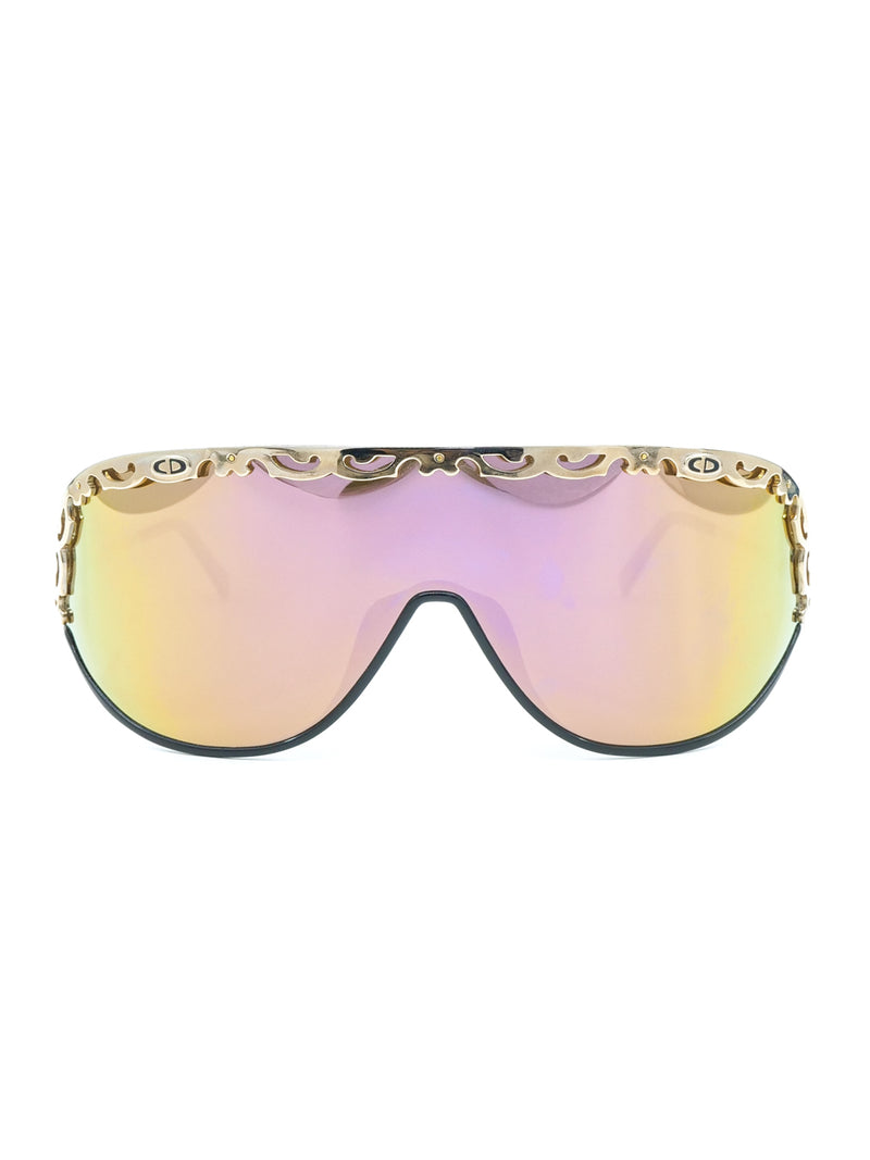 Christian Dior Gold Framed Shield Sunglasses Accessory arcadeshops.com