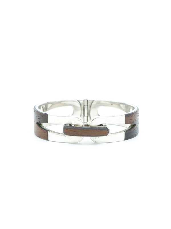 Gucci Sterling Silver and Wood Bangle Jewelry arcadeshops.com