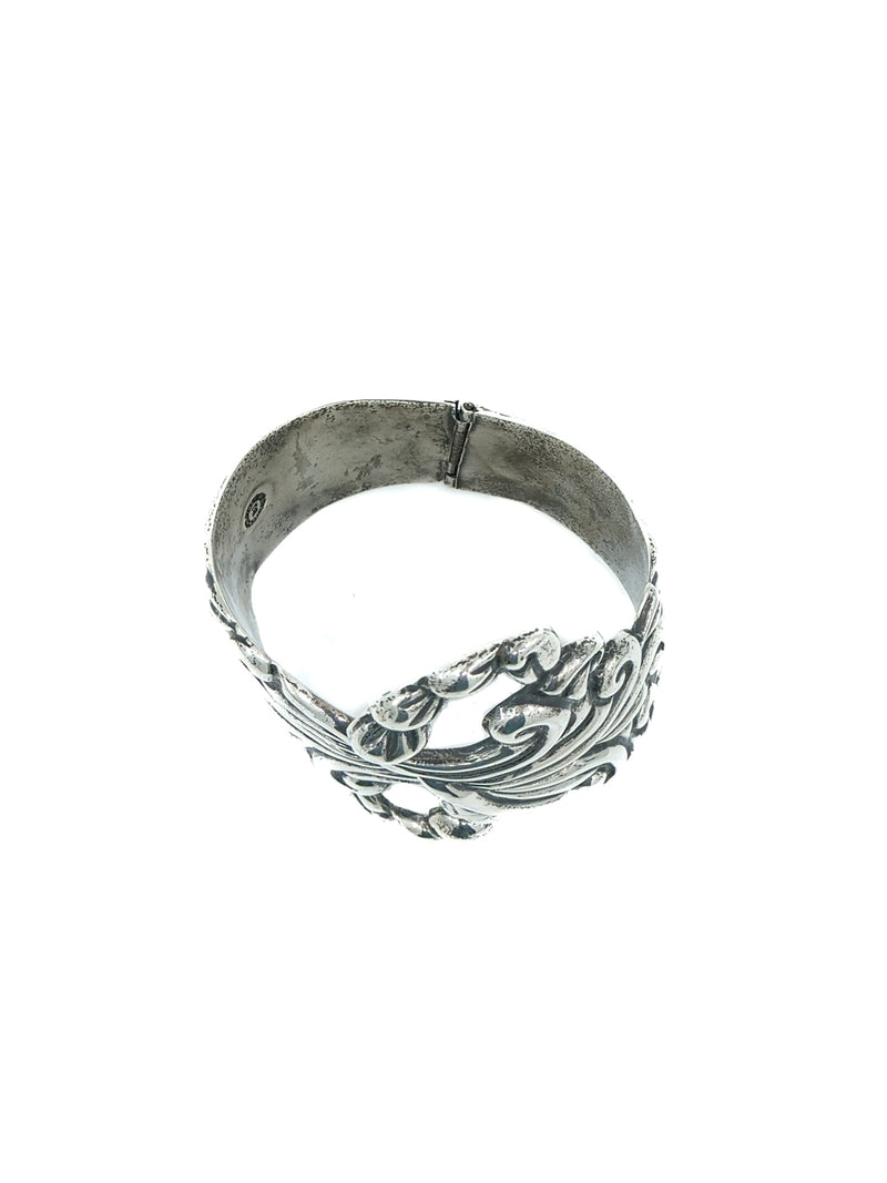 Mexican Sterling Cactus Flower Clamp Bracelet Jewelry arcadeshops.com