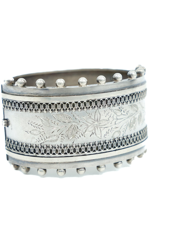Victorian Sterling Silver Hinged Bangle Jewelry arcadeshops.com