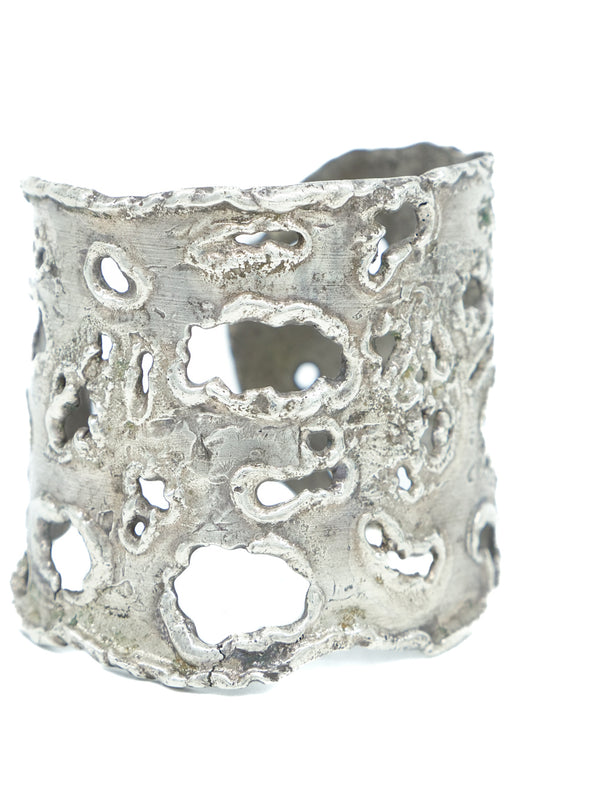 Wide Brutalist Sterling Cuff Jewelry arcadeshops.com