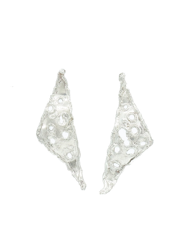 Brutalist Sterling Silver Cutout Earrings Jewelry arcadeshops.com