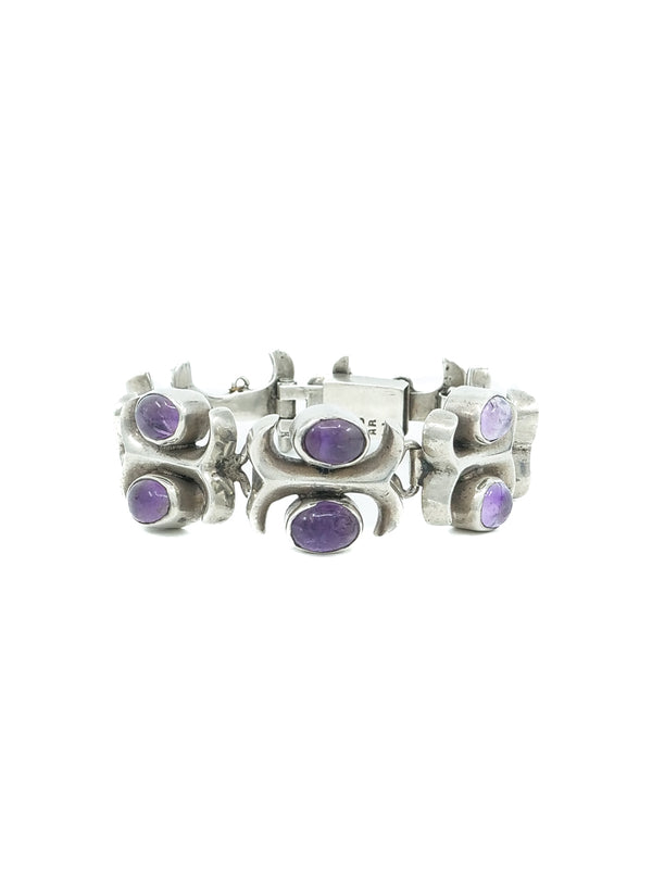 Margot de Taxco Sterling Silver and Amethyst Link Bracelet Jewelry arcadeshops.com