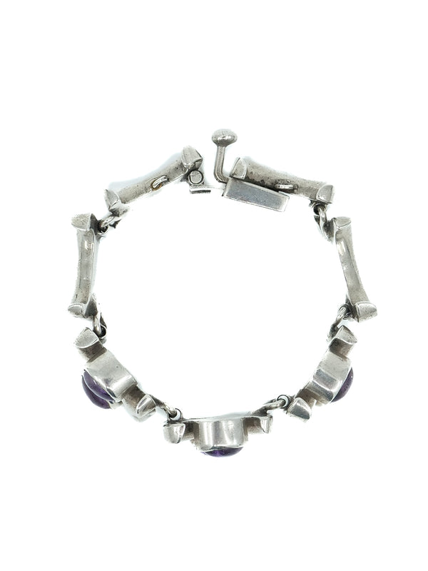 Margot de Taxco Sterling Silver and Amethyst Link Bracelet Jewelry arcadeshops.com