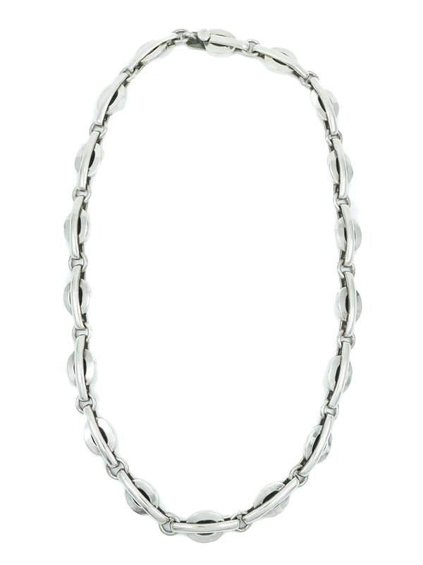 Mexican Sterling Oval and Bar Link Necklace Jewelry arcadeshops.com