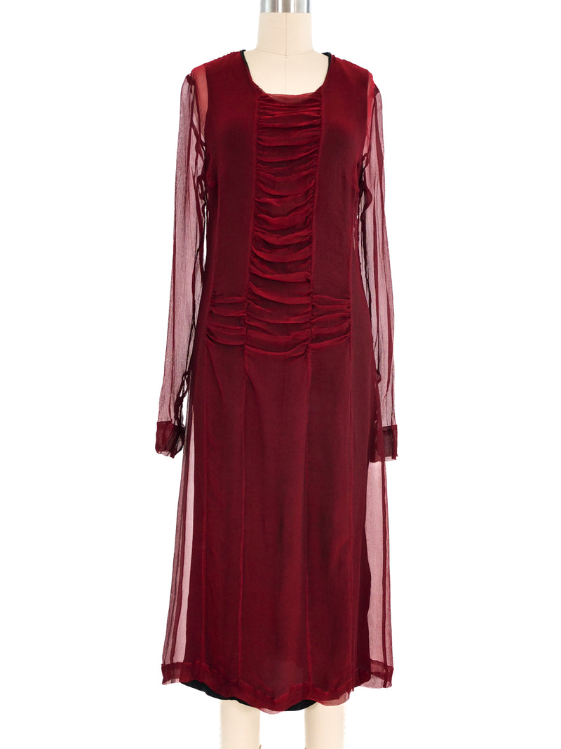 Dries Van Noten Crimson Silk Chiffon Dress Dress arcadeshops.com