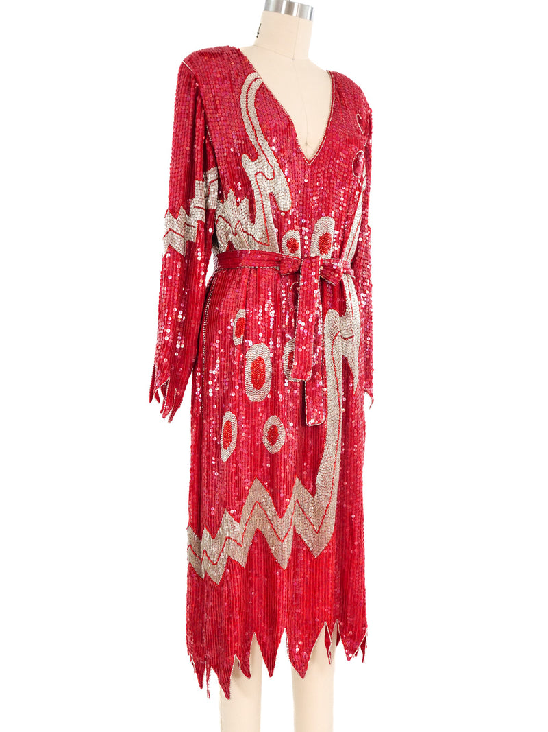 Red Sequined Silk Dress Dress arcadeshops.com