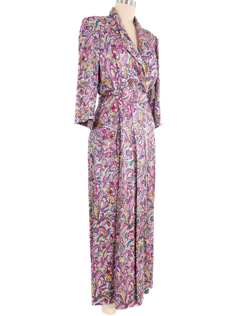 1940's Paisley Printed Silk Robe Dress arcadeshops.com