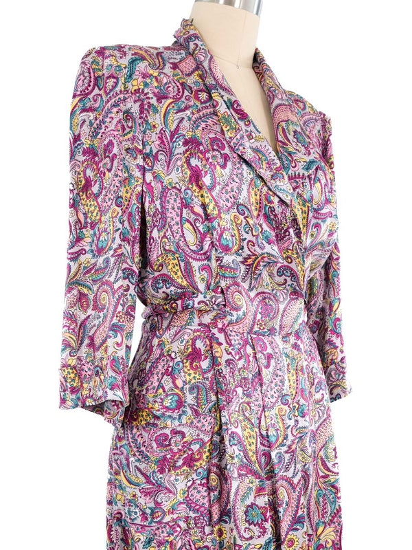 1940's Paisley Printed Silk Robe Dress arcadeshops.com