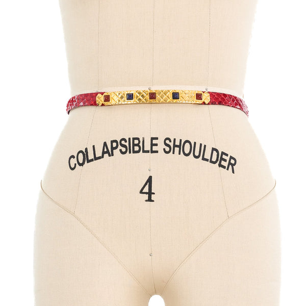 Judith Leiber Jeweled Red Snake Belt display picture 1