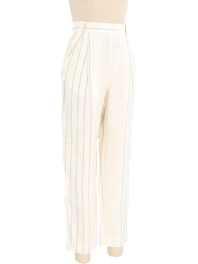 Gianni Versace Linen Pinstripe Trousers Bottom arcadeshops.com