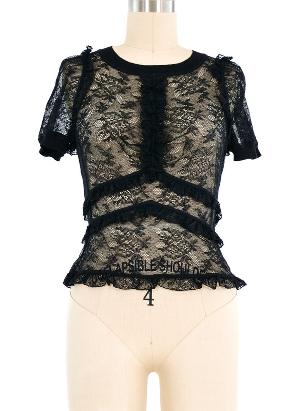 Louis Vuitton Lace Ruffle Top Top arcadeshops.com