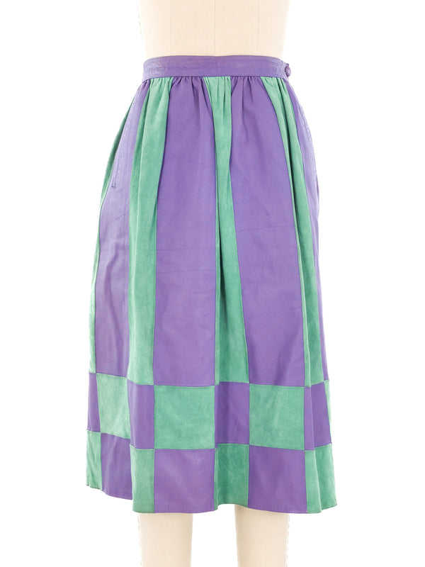 Leather and Suede Patchwork Skirt Bottom arcadeshops.com