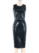 Versace Istante Black Faux Snakeskin Skirt Ensemble Suit arcadeshops.com