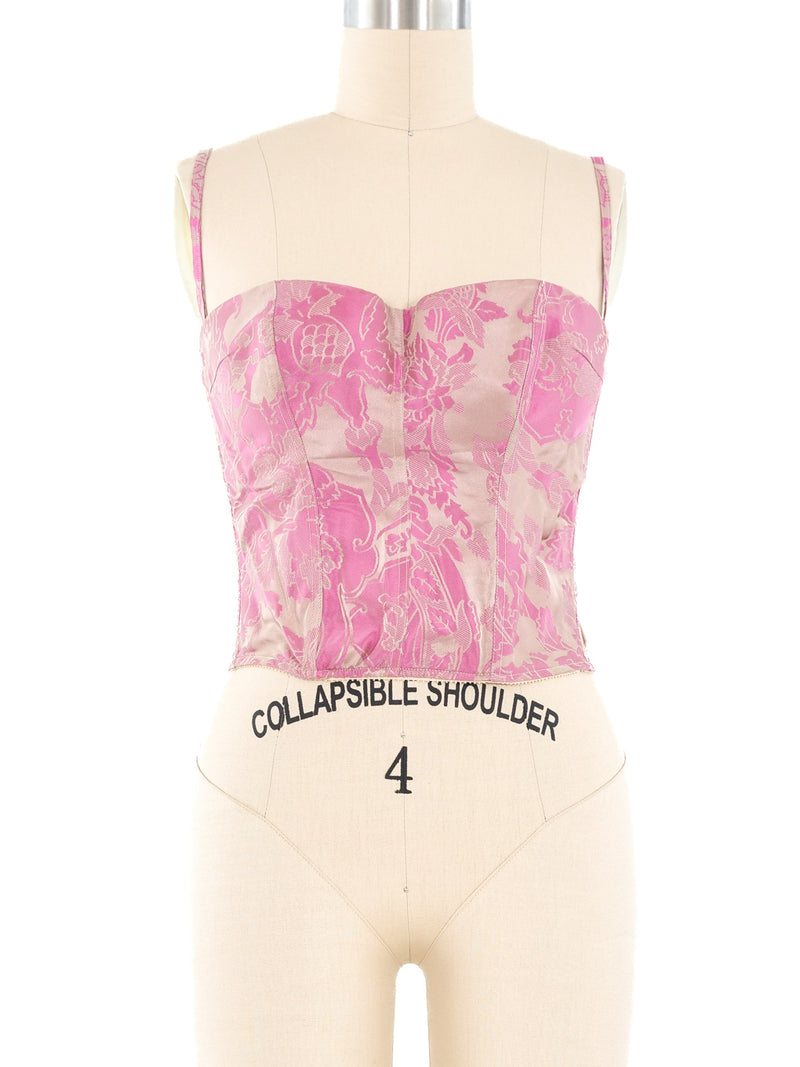 Gianfranco Ferre Pink Brocade Bustier Top Top arcadeshops.com