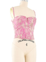 Gianfranco Ferre Pink Brocade Bustier Top Top arcadeshops.com