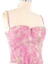 Gianfranco Ferre Pink Brocade Bustier Top Top arcadeshops.com