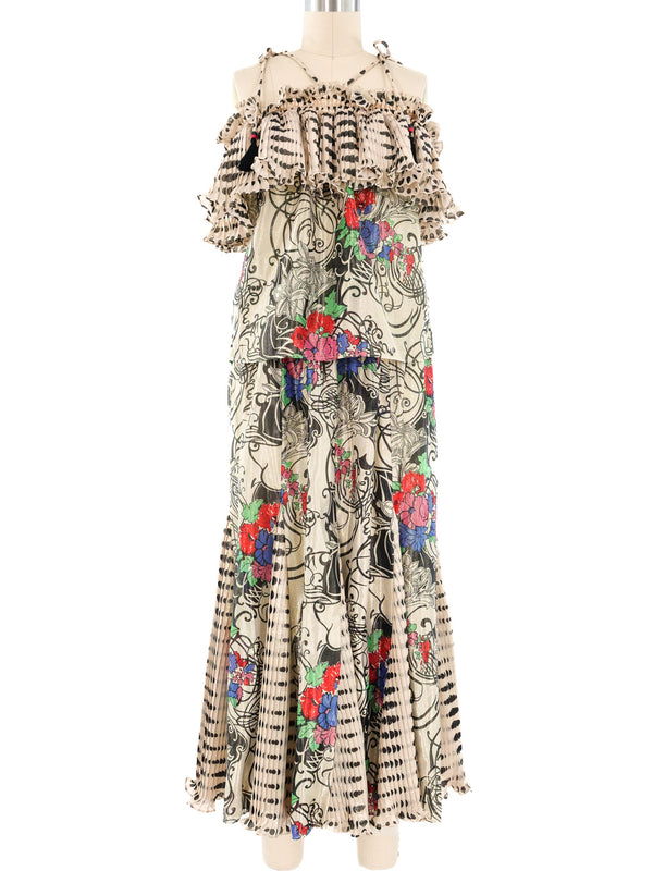 Diane Freis Metallic Mixed Print Maxi Skirt Ensemble Suit arcadeshops.com