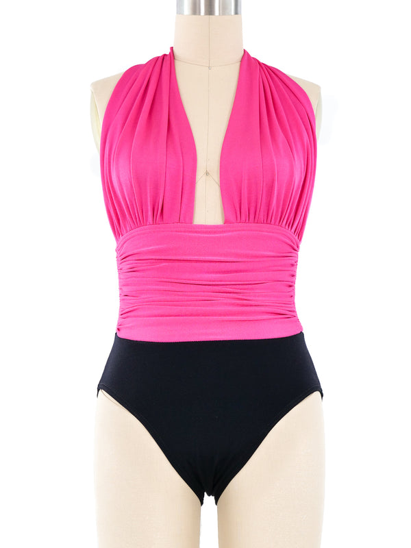 Yves Saint Laurent Pink Halter Swimsuit Suit arcadeshops.com