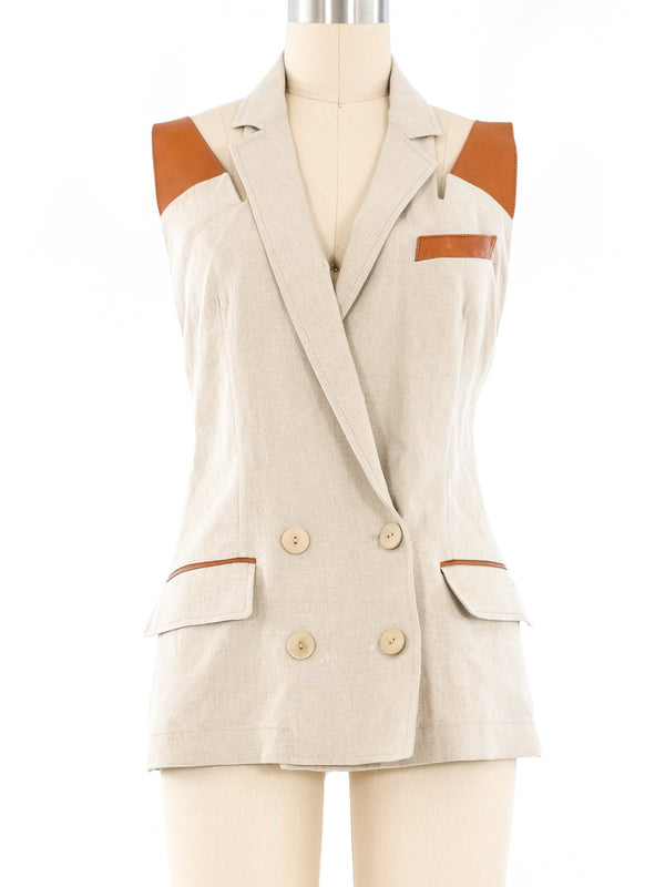Jean Paul Gaultier Linen Crossback Vest Top arcadeshops.com