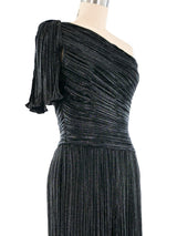 Alfred Bosand Plisse Pleat One Shoulder Gown Dress arcadeshops.com