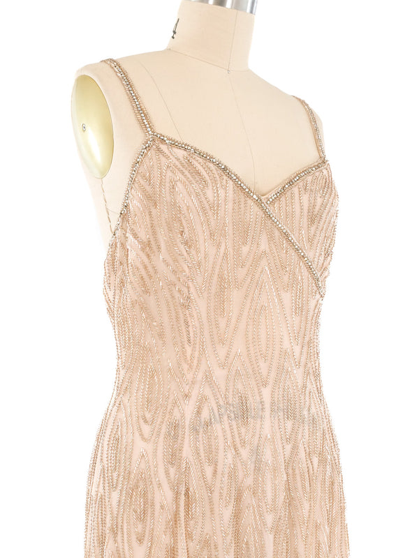 1960s Blush Beaded Gown Dress arcadeshops.com