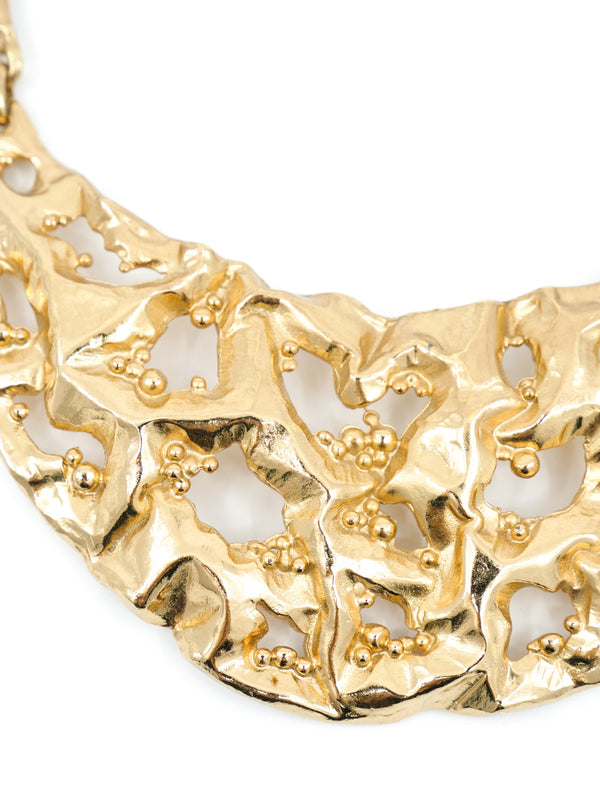 Gold Tone Brutalist Collar Necklace Accessory arcadeshops.com