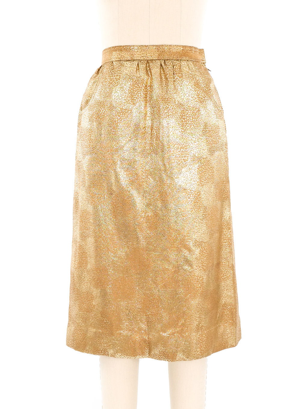 Oscar de la Renta Gold Metallic Skirt Suit