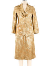 Oscar de la Renta Gold Metallic Skirt Suit Suit arcadeshops.com