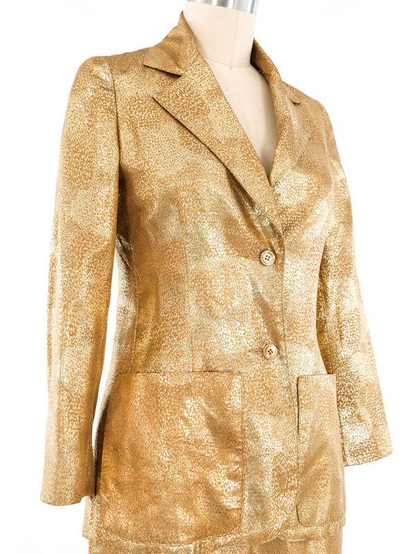 Oscar de la Renta Gold Metallic Skirt Suit Suit arcadeshops.com