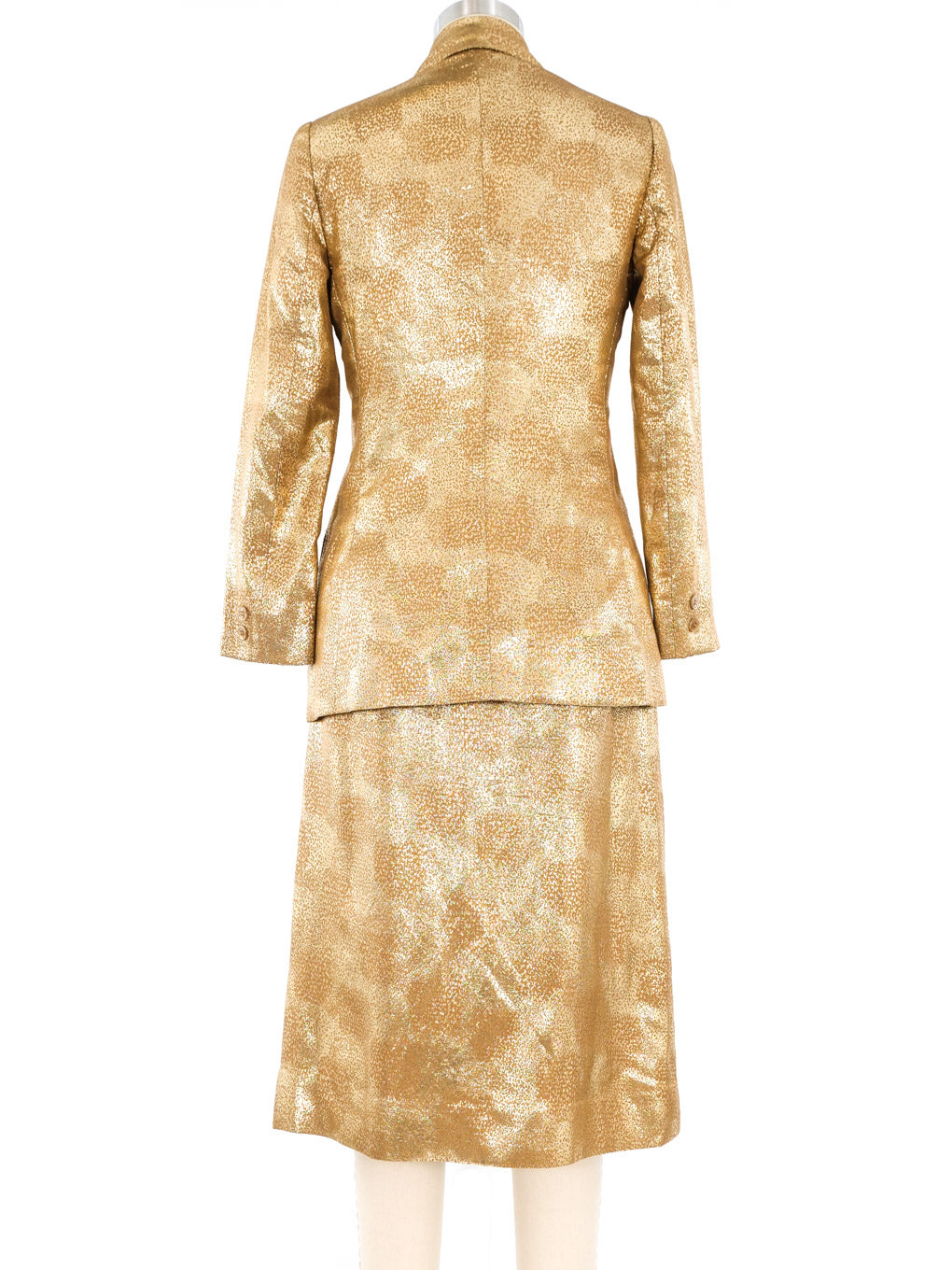 Oscar de la Renta Gold Metallic Skirt Suit