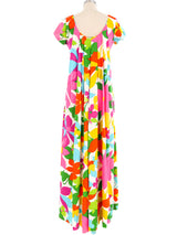 1960's Neon Floral Maxi Dress Dress arcadeshops.com