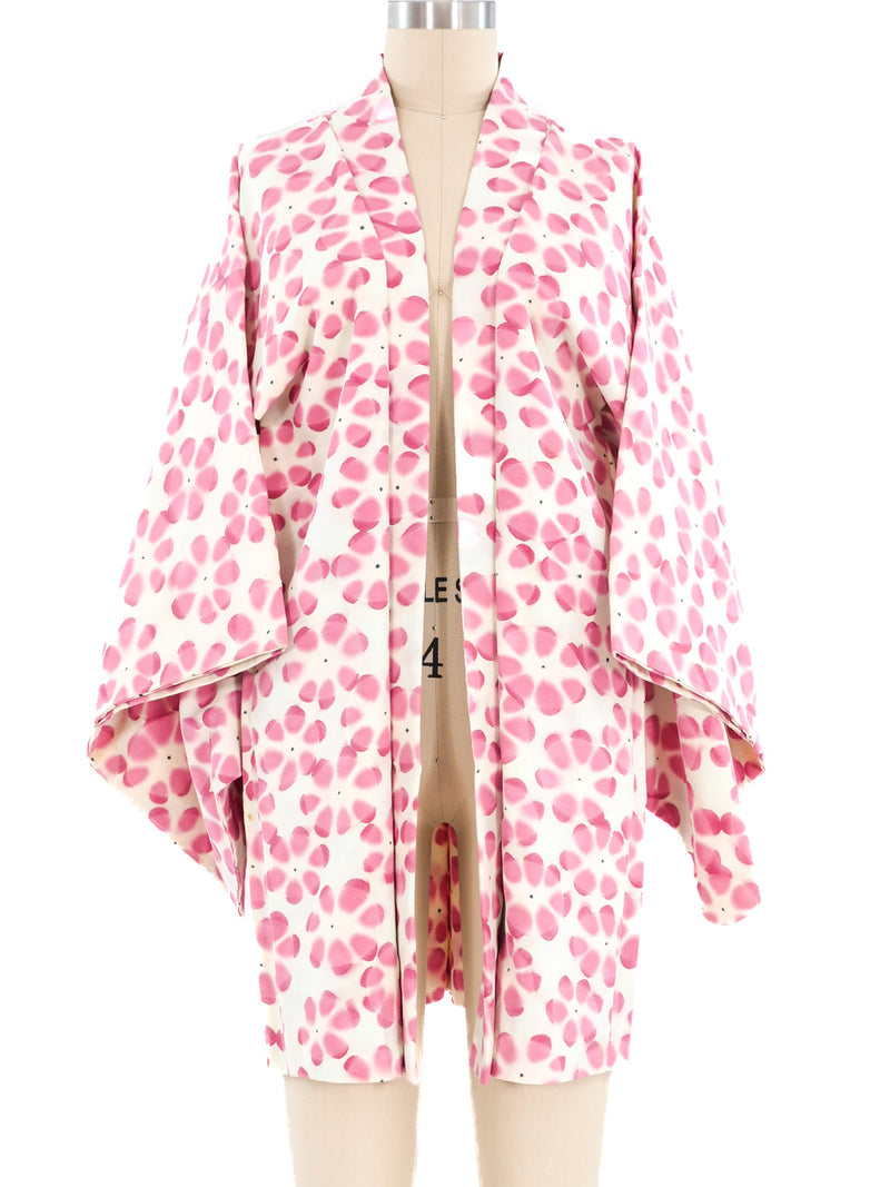 Pink Watercolor Flower Kimono Jacket arcadeshops.com