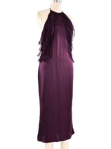 Emanuel Ungaro Plum Silk and Chiffon Halter Gown