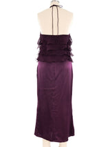 Emanuel Ungaro Plum Silk and Chiffon Halter Gown Dress arcadeshops.com