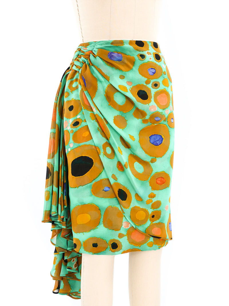 Valentino Aqua Printed Wrap Skirt Bottom arcadeshops.com