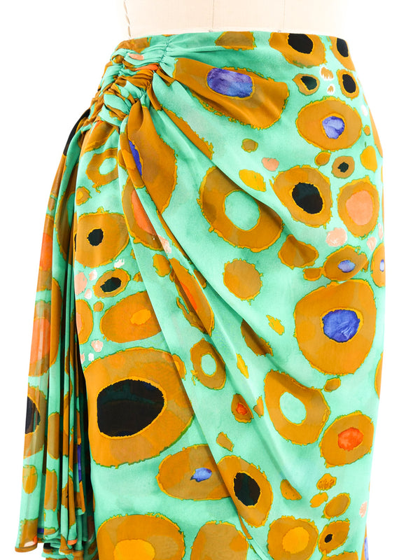 Valentino Aqua Printed Wrap Skirt Bottom arcadeshops.com