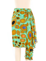 Valentino Aqua Printed Wrap Skirt Bottom arcadeshops.com