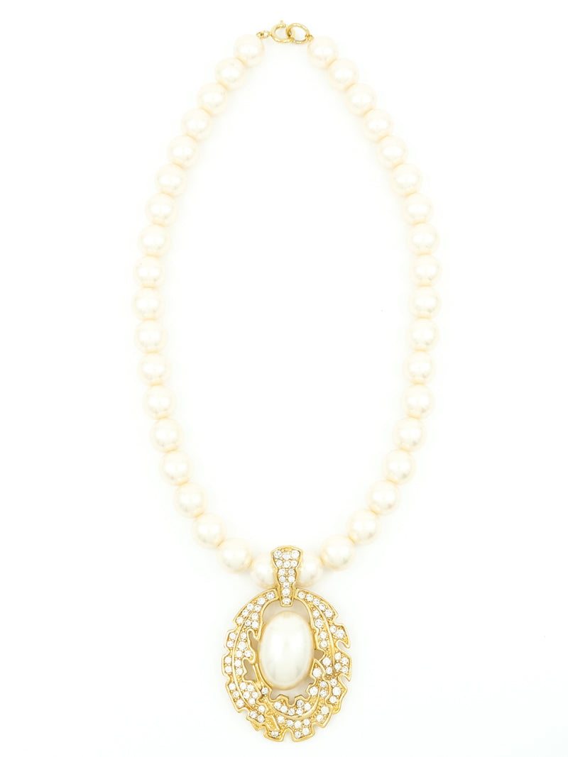 Trifari Pearl Pendant Necklace Jewelry arcadeshops.com