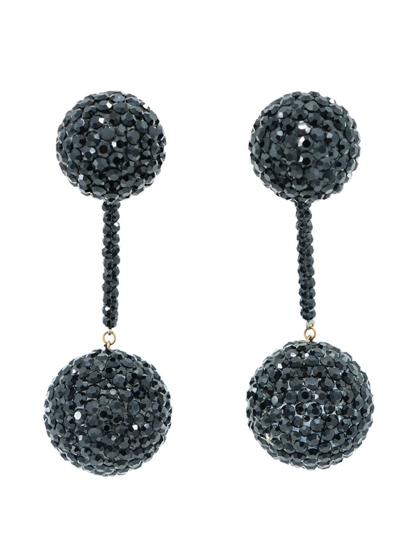Black Rhinestone Ball Drop Earrings Jewelry arcadeshops.com