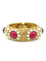 Rhinestone Accented Gold Bangle Jewelry arcadeshops.com