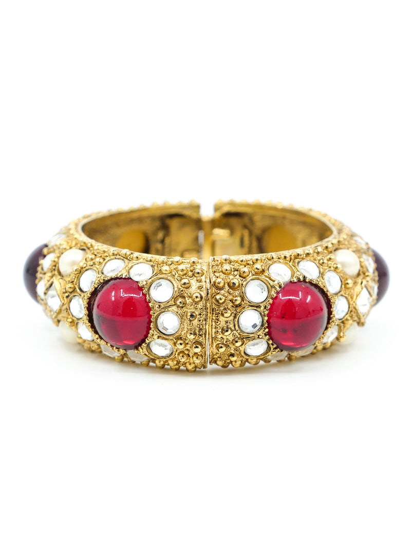 Rhinestone Accented Gold Bangle Jewelry arcadeshops.com