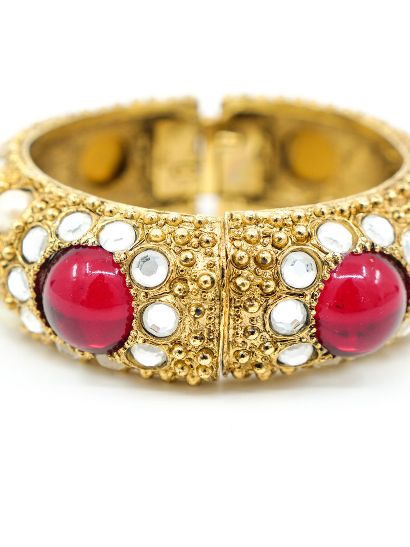 Rhinestone Accented Gold Bangle Jewelry arcadeshops.com