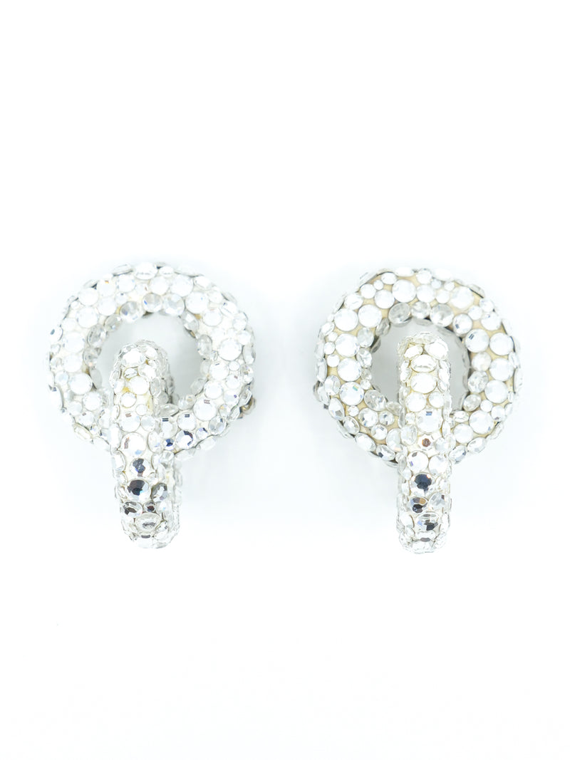 Crystal Studded Hoop Earrings Jewelry arcadeshops.com