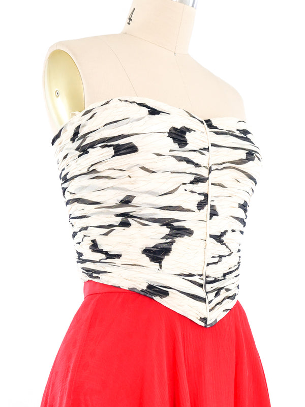 Bruce Oldfield Black and White Bustier With Red Skirt Ensemble Suit arcadeshops.com