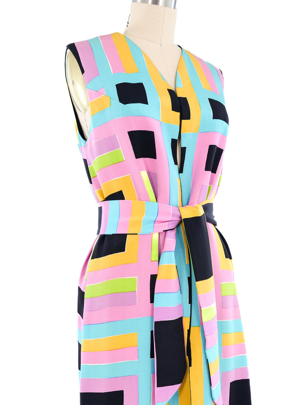 1960s Geometric Printed Maxi Vest Jacket arcadeshops.com