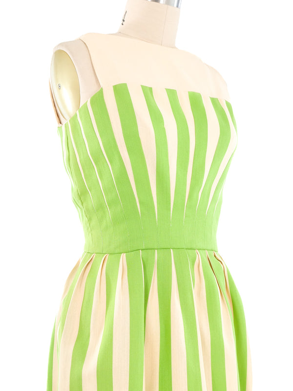 Travilla Green Stripe Sleeveless Dress Dress arcadeshops.com