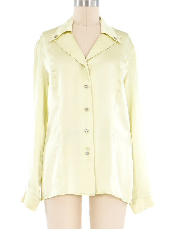 Escada Lime Green Silk Blouse Top arcadeshops.com