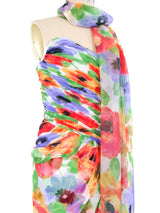 Victor Costa Ruched Floral Bustier Dress Dress arcadeshops.com