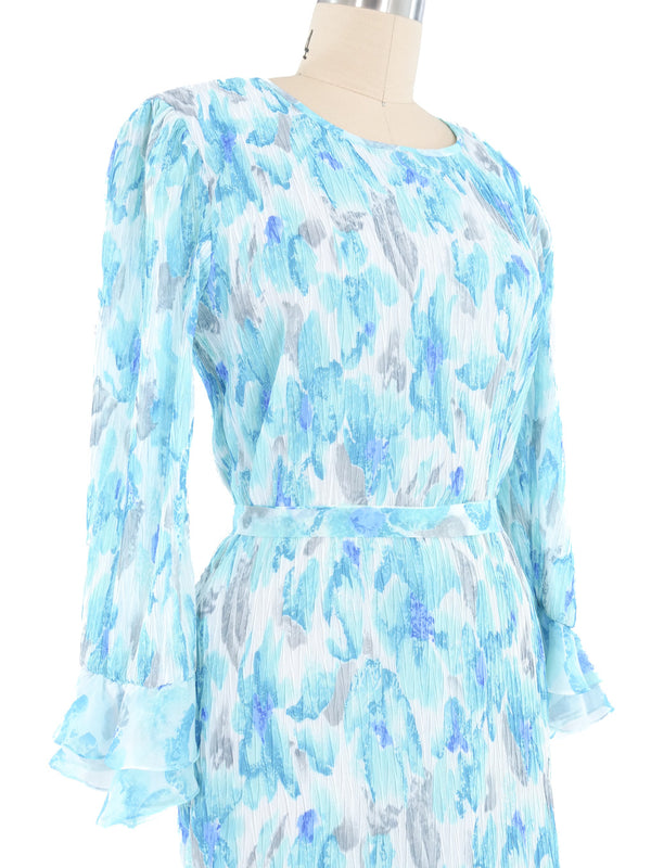 Turquoise Pleated Ruffle Dress Dress arcadeshops.com